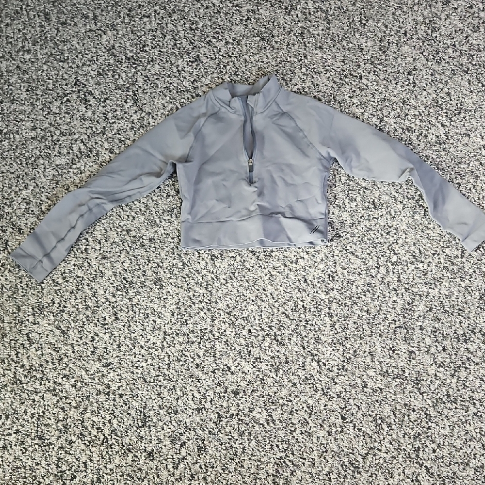 Women's Gray Long Sleeve Crop Top